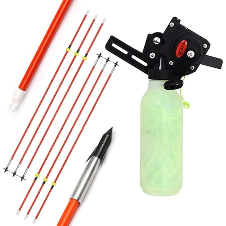 Archery Bow Fishing Reel Kit with Bowfishing Reel Arrows Set 40m Fishing Rope Fiberglass Arrows Bowfishing Tool Accessories (Orange)$$