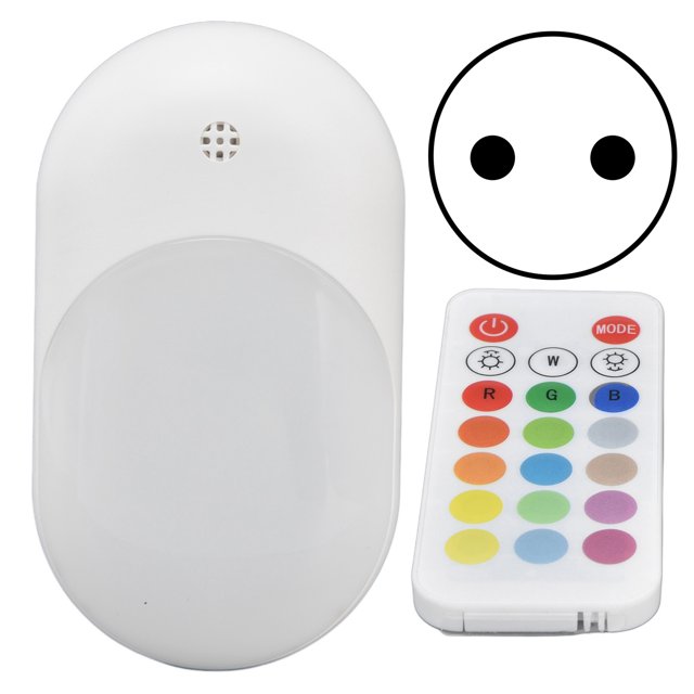 Luces nocturnas LED enchufables, luz nocturna RGB de 16 colores estáticos con control remoto para cocinas, pasillos, escaleras, enchufe AC100-240EU