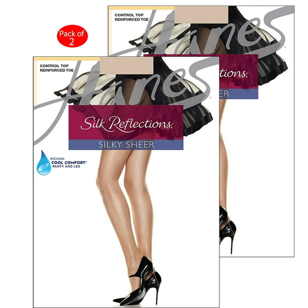 Hanes Hanes Silk Reflections Control Top Reinforced Toe Pantyhose, Color Travel Buff, Size
