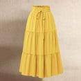 thumbnail image 2 of ZJXFGS Long Skirts for Women Summer Flared Skirts For Women Floral Maxi Skirt For Women Comfy Tiered Elastic High Waisted Skirts A Line Flowy Swing Skirt Petite Midi skirt Yellow M, 2 of 8