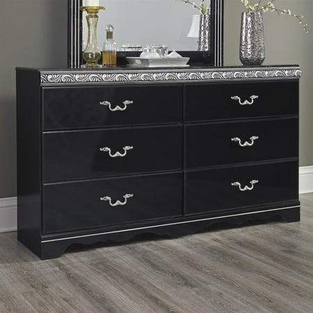 UPC 024052043341 product image for Ashley Constellations 6 Drawer Wood Double Dresser in Black | upcitemdb.com