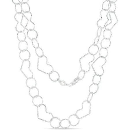 Diamond-Cut Heart Link Chain in Sterling Silver, 20