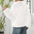 thumbnail image 4 of Stichou Womens Faux Fur Jacket Fluffy Fur Cropped Coats Long Sleeve Open Front Fur Jackets Lapel Collar Casual Outwears White L, 4 of 4