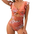 thumbnail image 4 of Sopiago Womens Swim Suits Swimming Suits for Women Cutout High Waisted Swimwear Sexy Push Up Tankini Swimsuit Front Tie Knot Bathing Suit Orange,XXL, 4 of 5