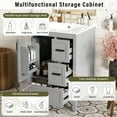 thumbnail image 5 of Euroco Modern 24-inch Bathroom Vanity with Ceramic Sink, Soft-Close Door, Double-Layer Door Shelf, and 3 Drawers, 5 of 9