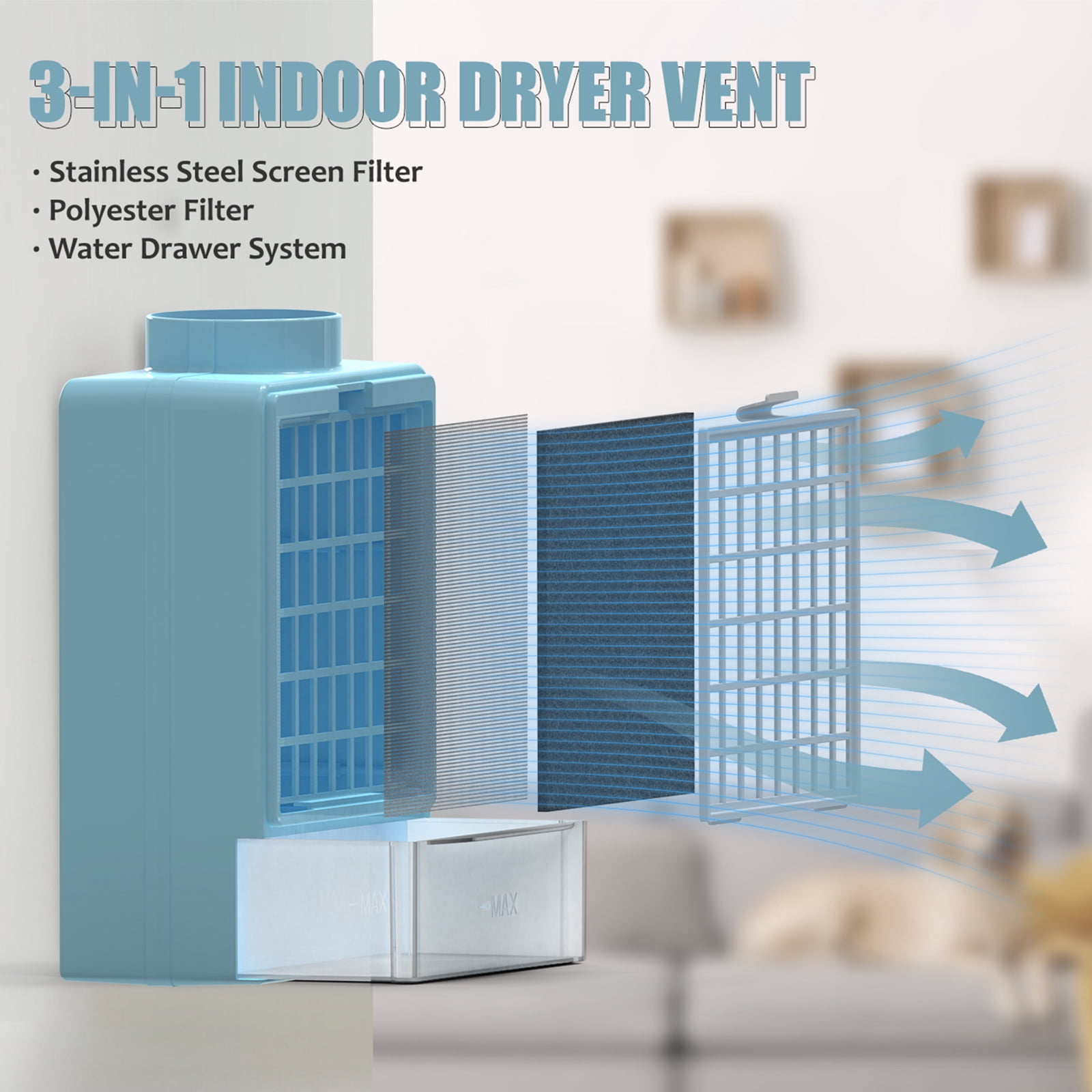 TUOOWO 3-in-1 Indoor Dryer Vent