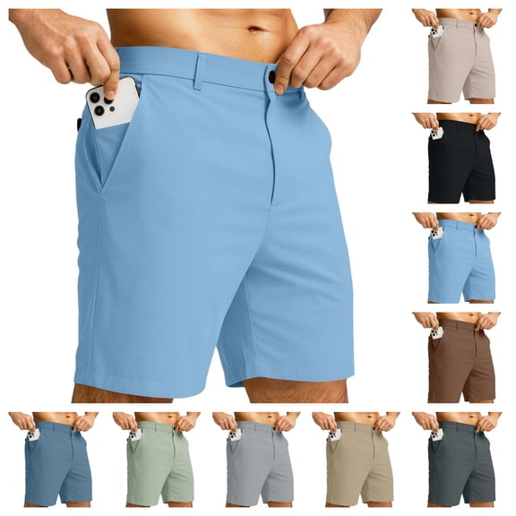 Men's Casual Shorts 7" Lightweight Breathable Golf Shorts for Men Stretch with Pockets Quick Dry Breathable Work Shorts for Outdoor Activities Blue XXL