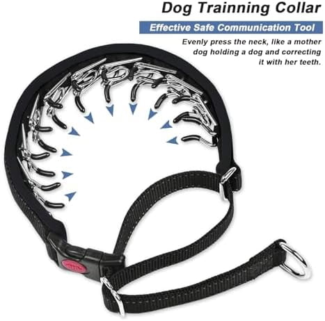 Martingale Collar for Dogs, Hidden No Pull Dog Collar with Buckle, Reflective Nylon Choke Collar Adjustable Limited Slip Collar for Large Medium Small Dogs Anti Pull Training Walking S Black