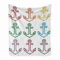 thumbnail image 1 of Anchor Soft Flannel Fleece Blanket, Colorful Outline Anchors Sailing Cruise Travel Boat Ship Vessel Graphic Naval Theme, Cozy Plush for Indoor and Outdoor Use, 60" x 80", Multicolor, by Ambesonne, 1 of 6
