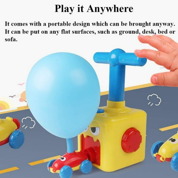 Voiture à Ballon Voiture à Inertie Créative Pompe à Ballon Gonflable Voiture à Air Jouet de Course à Ballon Expérience Scientifique pour Enfants