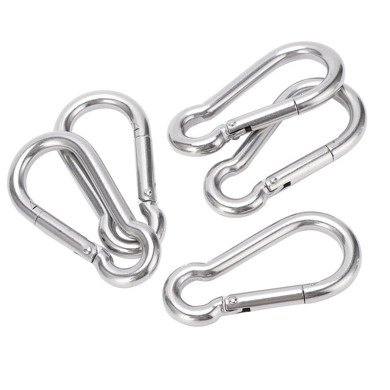 Tebru Spring Snap Hook, Stainless Steel 70mm Sturdy Structure Carabiner Clip for Camping for Climbing, Women's, Size: One size, Gray