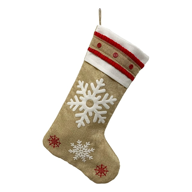 Naiovety Calcetín de Navidad Lino Chimenea Regalos Bolsa Dulces Almacenamiento Calcetín Casa Bar Café Fiesta Decoración Colgantes Niños Kits de decoración para fiestas Copo de nieve Naiovety HA065766-04