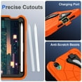 thumbnail image 4 of ELEHOLD Kids Friendly Case For iPad Air 11-inch M3 (2025) / M2 (2024), Heavy Duty Shockproof Rugged Protective Case with Pencil Holder Foldable Kickstand for Boys Children Case, Orange+Black, 4 of 7
