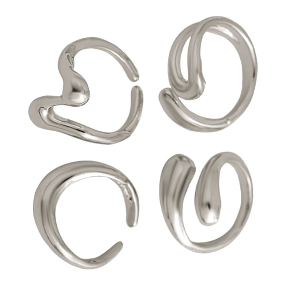 AOOOWER 4pcs Sturdy Alloy Rings in Gothics Styles for Individualistic Youth Wear