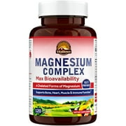 Vitalitown Magnesium Complex, Magnesium Glycinate, Malate, Taurate & Citrate, Chelated Forms, High Absorption, Bone, Heart, Muscle, Immune, Energy, Sleep & Digestion, Non-GMO