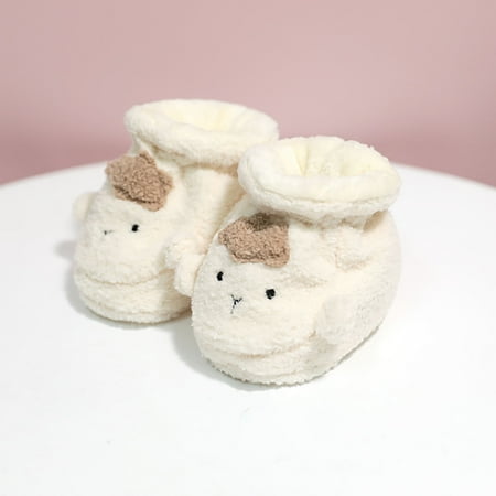 

LYCAQL Baby Shoes Winter Children Toddler Shoes for Boys and Girls Plush Warm and Comfortable Slip On First Shoes for Walking Baby Girl (White 5 )