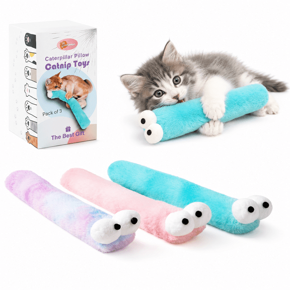 XUET Cat Toys Pillows,3 Pack, Catnip ide,Soft and Durable Kick Sticks with Crinkle Sound, Interactive Indoor Kitten Play and Exercise Toy 12.5 Inches
