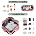 thumbnail image 4 of Travel Duffle Bag Weekender Bags Set with Large Organizer Bag and Cosmetics Pouch for Gym Trip Pink Rose with Red Heart-shaped, 4 of 7