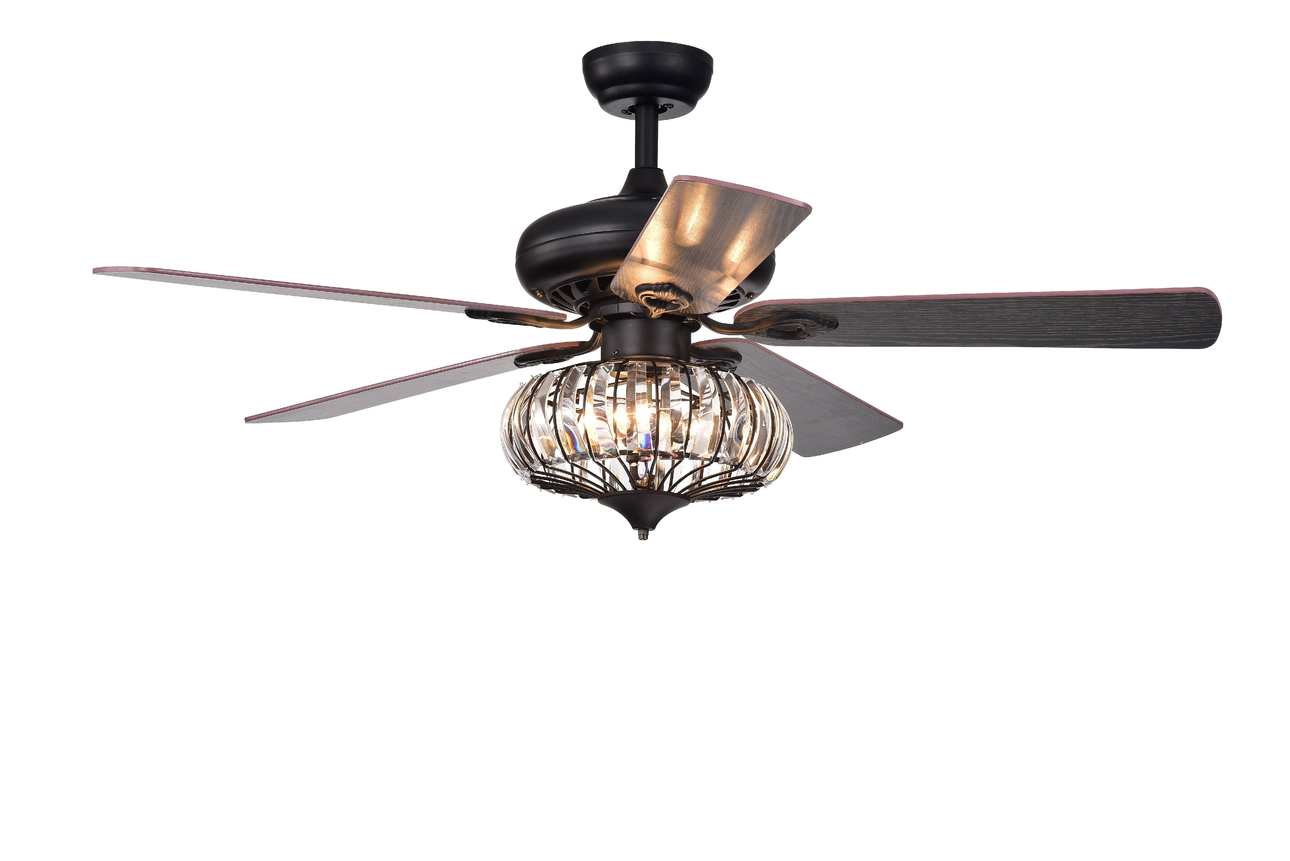 Havorand II 5-light Crystal 5-blade 52-inch White Finish Ceiling