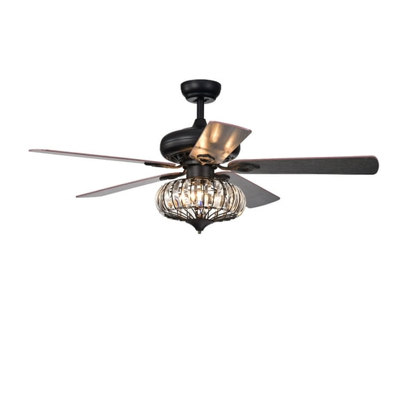 Chrysaor 3-Light Crystal 5-Blade 52-Inch Brown Ceiling Fan with Remote