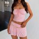 thumbnail image 5 of Conjunto elegante de dos piezas para mujer: top sin tirantes con falda plisada asimétrica de doble capa, 5 of 8