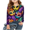 thumbnail image 4 of Jinhomg Kids Mardi Gras Shirt Novelty Funny Carnival Themed Mask Graphic Tops Lightweight Comfy Long Sleeve Crew Neck Holiday Pullover Summer Saving Multicolor #3, 4 of 5