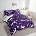 thumbnail image 3 of Manfei Cute Cartoon Unicron 7-Piece Twin Bedding Sets,Planet Stars Print Bedding Comforter Set,Purple White Pink Sheet Sets For Girls,Luxury Bedroom Decor Reversible, 3 of 8