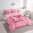 thumbnail image 2 of Castle Fairy Pink Fashion Elegant Mirror Full Size Bedding Sets 7 Pieces for Girls,Sparkly Shoes Full Size Bed in a Bag,Pink Reversible, 2 of 7