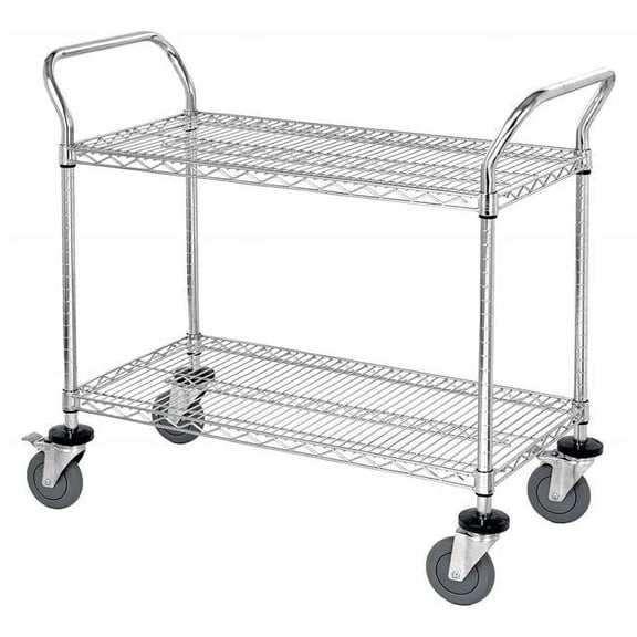 Chrome 2 Shelf Wire Shelving Utility Cart - 18 x 36 x 37.5 in.