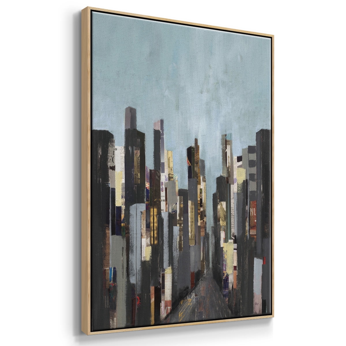 City Beat Framed Premium Gallery Wrapped Canvas - Ready to Hang - 25 x 37 - Natural Wood Floating Frame