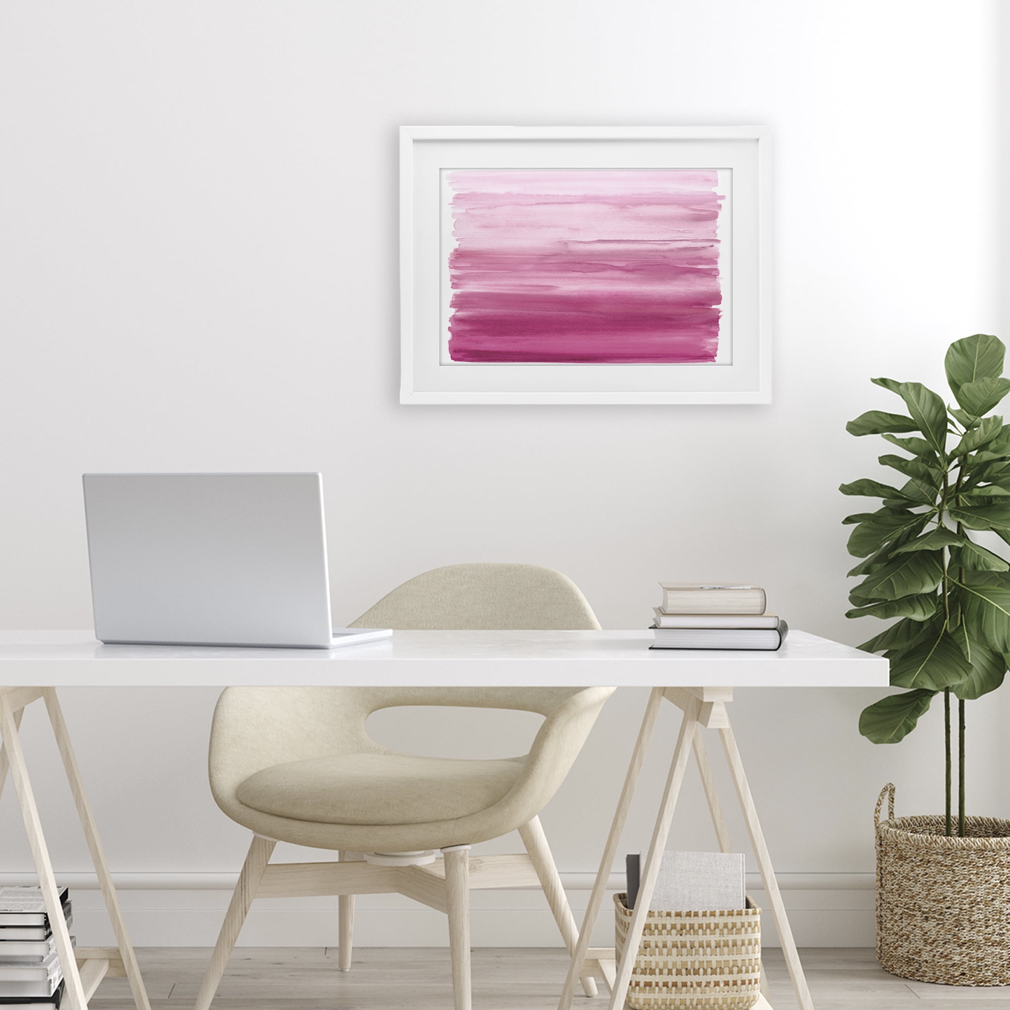 Stupell Industries Ombre Pink Blush White Framed Print Under Glass, design by Allie Corbin