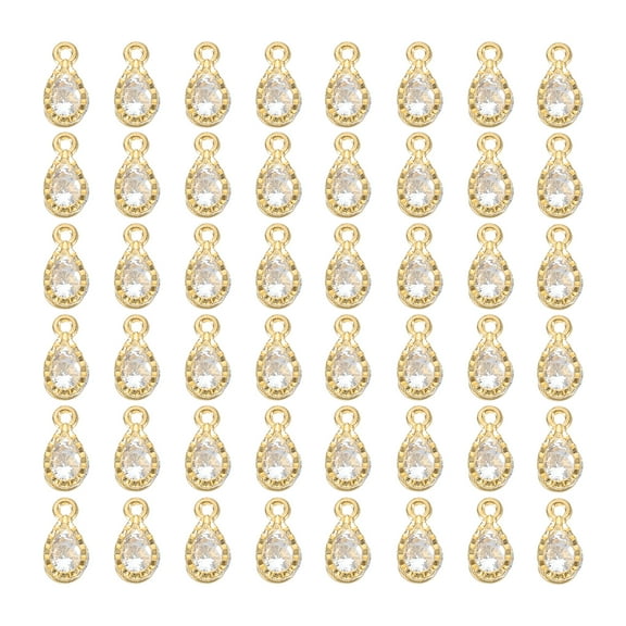 Jewelry Making Charm, 100 Pack Diamond Raindrop Pendants Bling Crystal Charm for DIY Necklace Bracelet, Golden