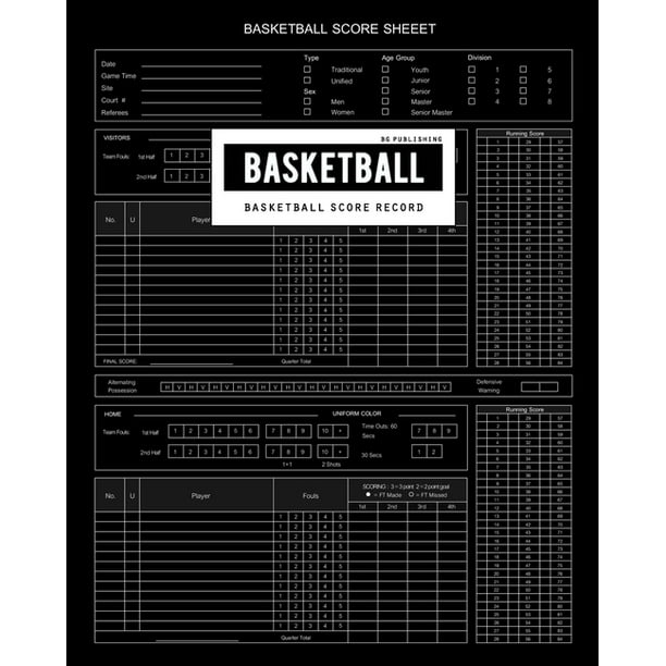 BG Publishing Basketball Score Record Basketball Scoring Game Sheet