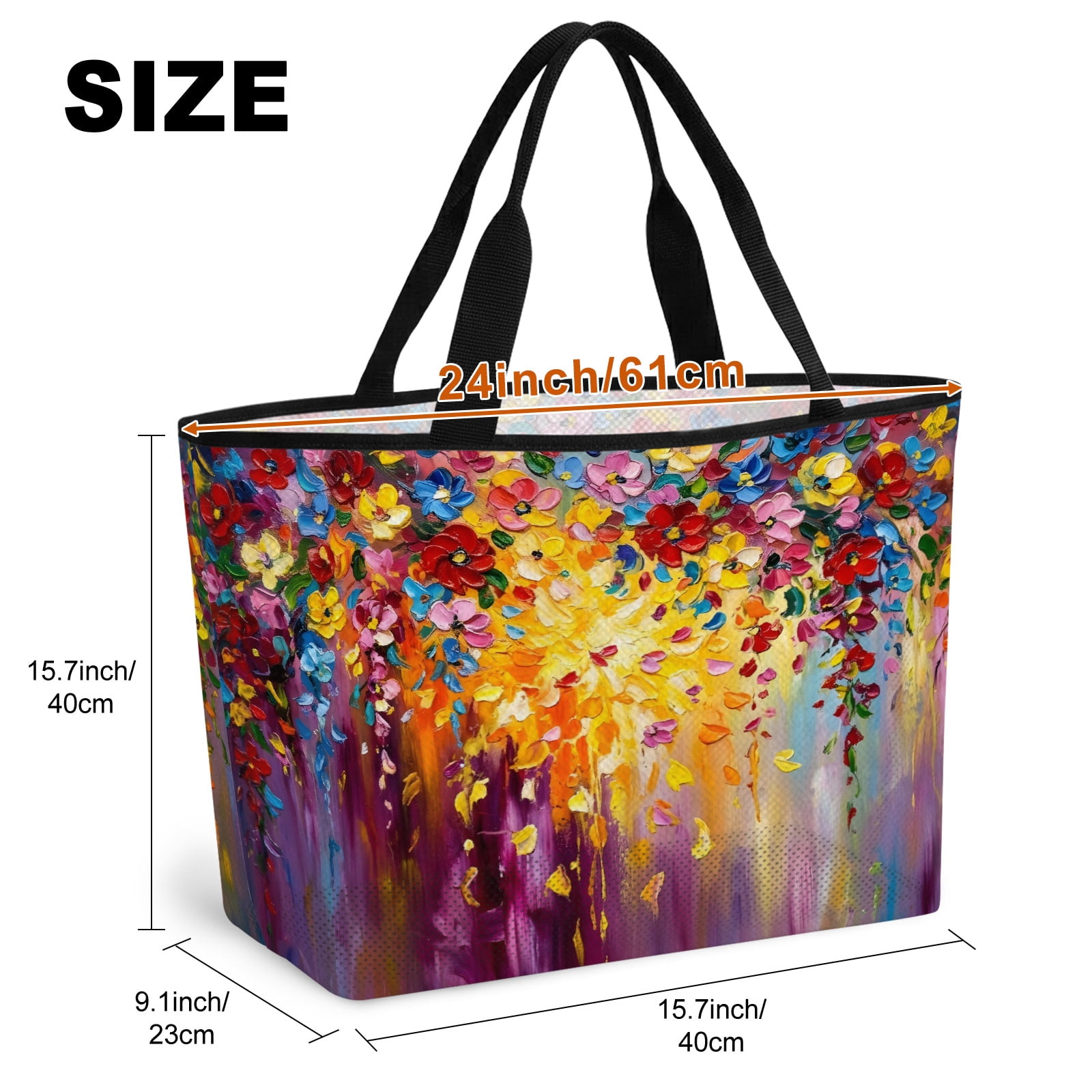 Purple Floral Beach Bag for Women, Large Breathable Mesh Beach Tote Bag, Modern Abstract Art Flowers Sandproof Lightweight Travel Bags for Vacation Picnic Swimming Pool 15.7"x15.7"x9.1"