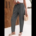 thumbnail image 4 of Pantalones de con Cordón Ajustable para Mujer, Pantalones de Playa de Verano con Cintura Elástica. Gris XL, 4 of 10
