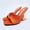 Orange, variant on Aueoeo Women's Clear Heels, Low Chunky Block Heeled Clear Slides Squared Open Toe One Strip Heeled Mules Dress Clear Sandals