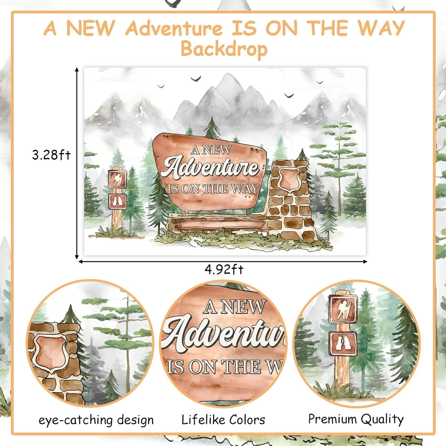 Nature Themed Baby Shower Decorations Adventure Baby Shower Backdrop Banner a New Adventure is On The Way Baby Shower Decorations for Photography Background