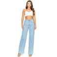 thumbnail image 3 of Machine Jeans Women's Juniors High Waist Wide-Leg Jeans (7, Light Denim), 3 of 4