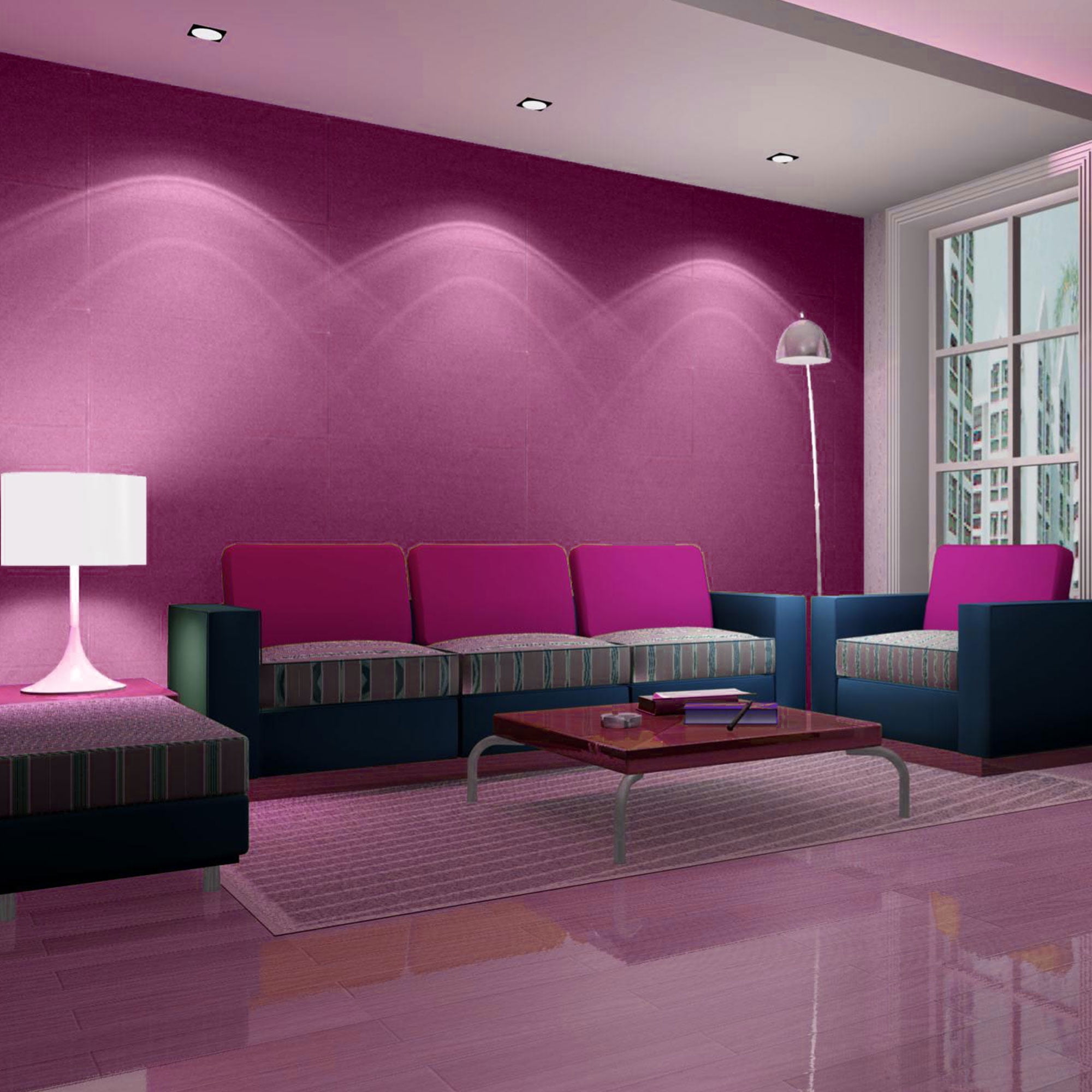 Purple 3D Wall Panels 24\" x 12\" Felt Selfstick Tiles Decorative for