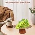 thumbnail image 3 of PTOOTP Modern Stainless Steel Fruit Bowl with Wooden Base, Kitchen Counter Dessert Stand, 1 Piece and Stylish, 3 of 8
