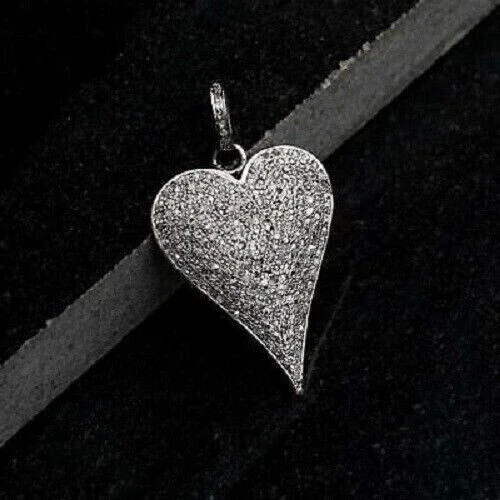 2Ct Round Cut Lab Created Diamond Cluster Heart Pendant in 14K White Gold Plated