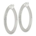 thumbnail image 2 of Sterling Silver Textured 40x4.0mm Knife Edge Greek Key Round Hoop Earrings, 2 of 3