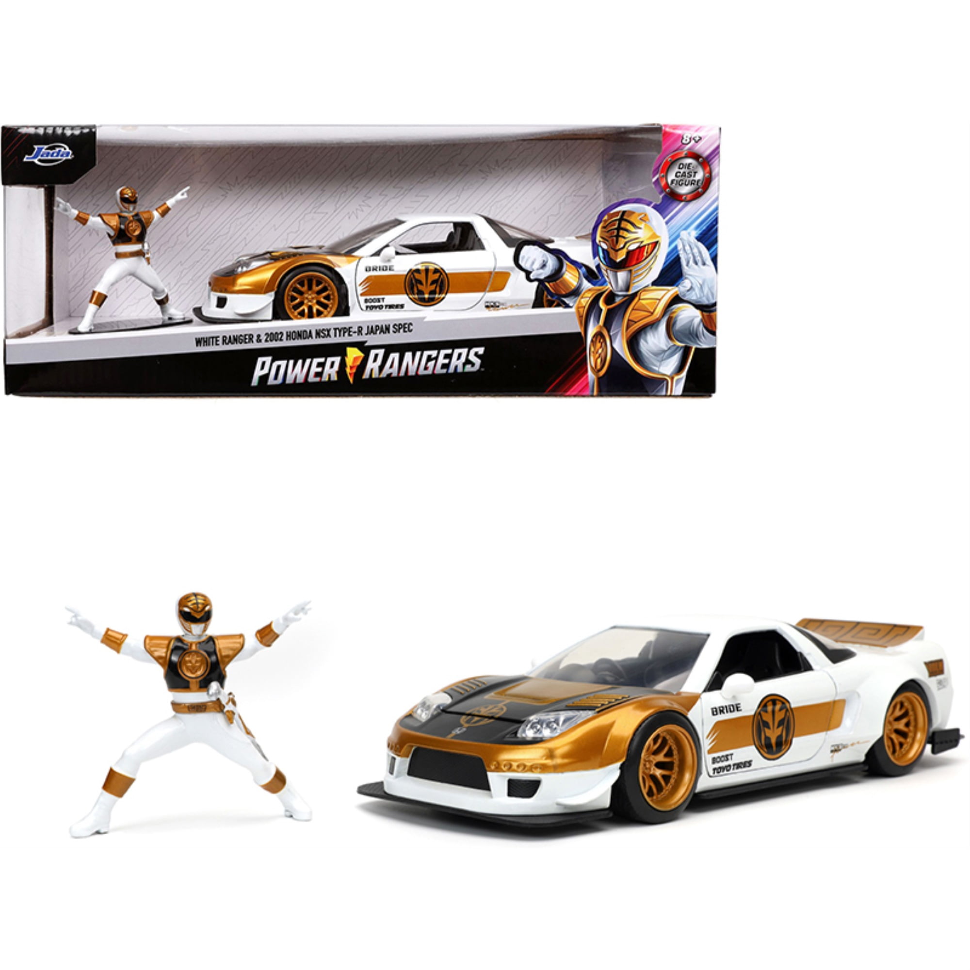 02 Honda Nsx Type R Japan Spec Rhd And White Ranger Diecast Figurine Power Rangers 1 24 Diecast Model Car By Jada Walmart Com