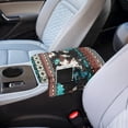 thumbnail image 3 of Renewold Car Center Console Cover Scratch Resistant Armrest Seat Box Cover with Organizer Pockets Console Lid Protector Cushion Fit for Most Cars Vehicles SUVs, American Tribal Cow Print Teal Brown, 3 of 9