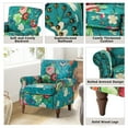 thumbnail image 3 of Wingback Armchairs Set of 2 Accent Chairs Floral Upholstered Sofa Wood Legs Lounge Seat Removable Cushion Home Living Room, 3 of 6