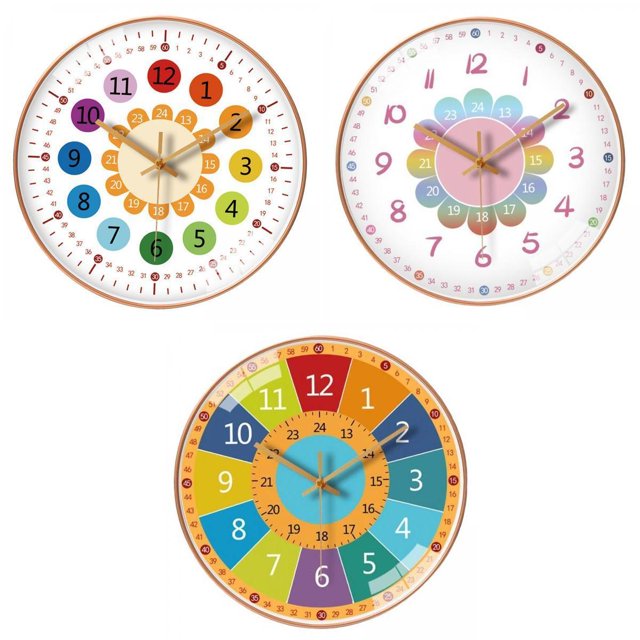 Reloj de pared de 3 piezas que Reloj de enseñanza de para que aprenden a aprender sin tictac perfecl reloj de pared