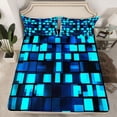 thumbnail image 2 of Feelyou Cartoon Pixelate Miner Full Size Sheets, Blue Square Abstract Bed Sheets, Fashion Honeycomb Sheet Sets, Breathable Home Decor, 4pcs, 2 of 7
