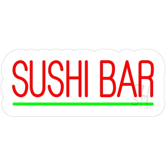 Red Sushi Bar Contoured Clear Backing LED Neon Sign 6 x 15 - inches, Clear Edge Cut Acrylic Backing, with Dimmer - Bright and Premium built indoor LED Neon Sign for Bar decor.