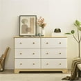 thumbnail image 3 of Better Home Products Solid Pine Wood 6 Drawer Double Dresser in Natural & White., 3 of 8
