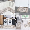 thumbnail image 6 of Boho Light Brown Pattern Kitchen Rugs and Mats Sets Of 2, Funny Kitchen Decoration Rubber Backing Non-Slip Absorbent Mats for Sink Waterproof Runner Rug for Laundry Room 17x30+17x48inch, 6 of 7